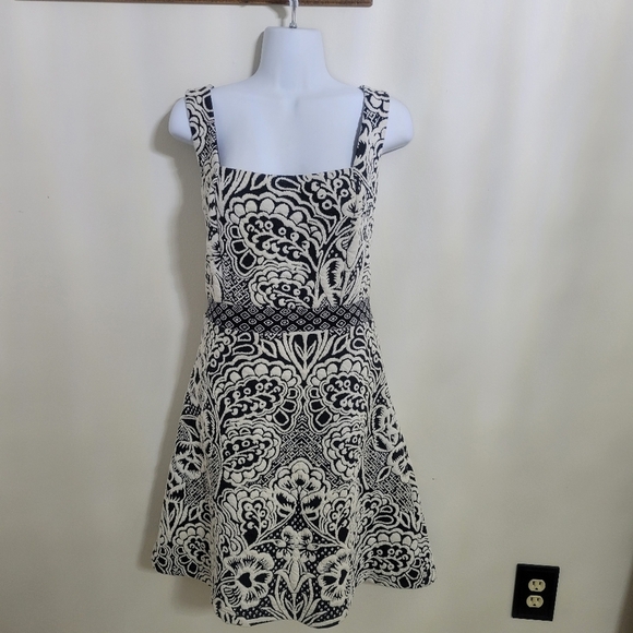 Ett:twa By Anthropologie Women’s Black and White A-line Dress Sz L - Picture 1 of 5